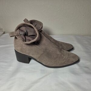 Forever 21 Womens Taupe Faux Suede Sock Ankle Boots Pointed Toe Block Heel 7.5